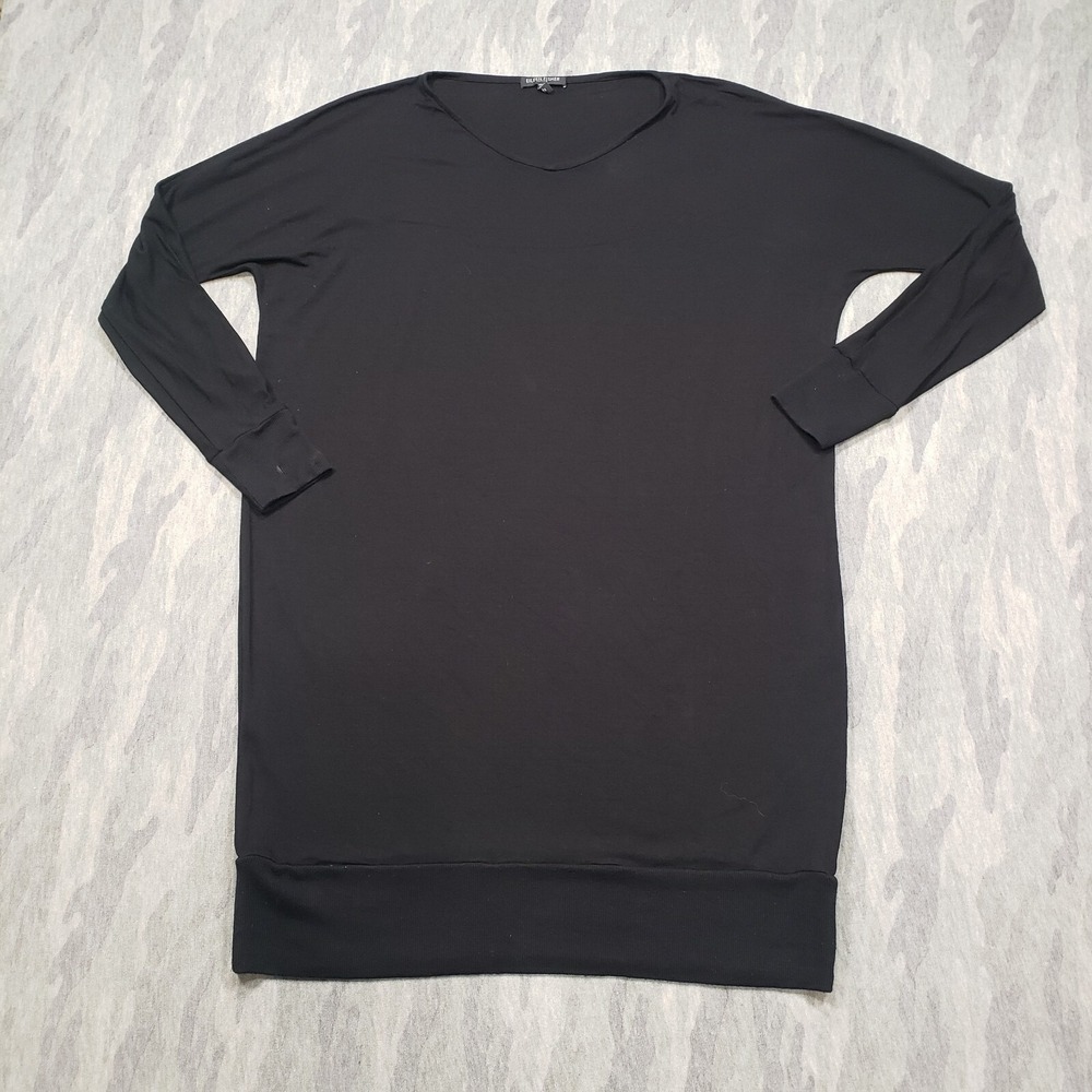 Eileen Fisher Dress Shirt Womens Small Petite‎ Black Long Sleeve